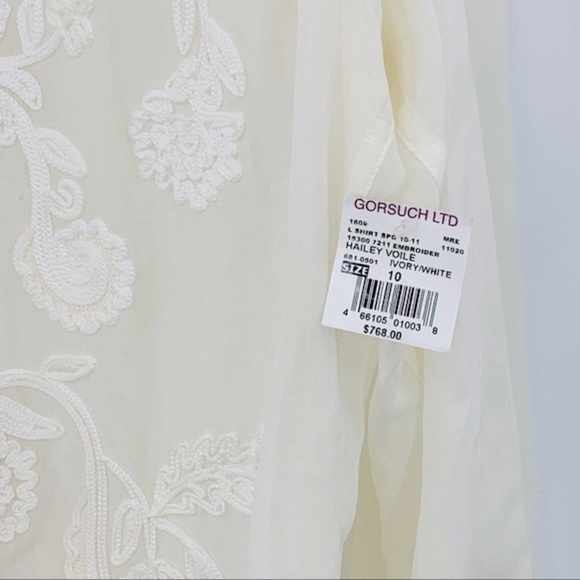 ETRO Hailey Voile Tonal Embroidered Silk Blend Button Front - Picture 3 of 8